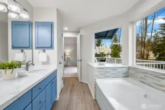 primary bathroom with soaking tub