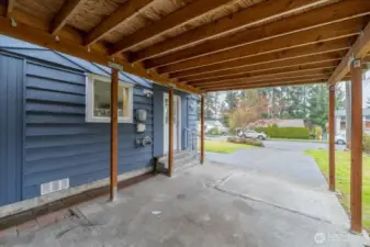 Covered and uncovered driveway parking.