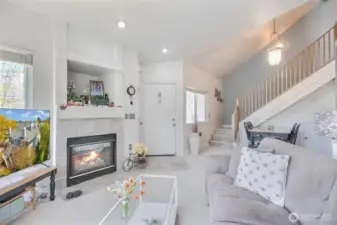 Living room to entry door view