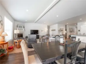 Large Open Dining Room with slider access to covered porch