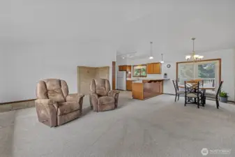 Open and airy. New carpeting throughout main living areas.