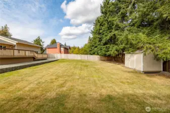 Lots of room to expand or enjoy! Sturdy storage shed stays.