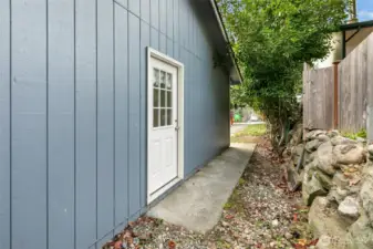 Side entrance to utility room.