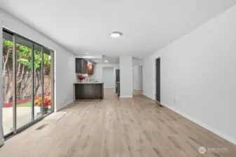 This is looking towards the kitchen from the family room