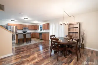 Dining open to kitchen