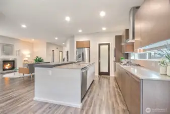KItchen view 2  Large island and wall of mordern cabinets