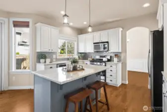 Crisp cabinetry and updated surfaces create a polished, contemporary feel. Every detail has been thoughtfully selected for both beauty and function. It’s a space where style meets practicality.