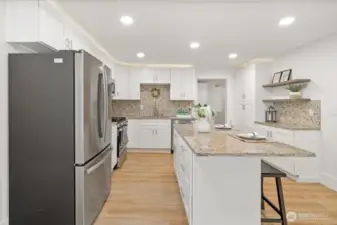 Remodeled kitchen with granite counters