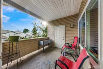 Covered patio with additional storage