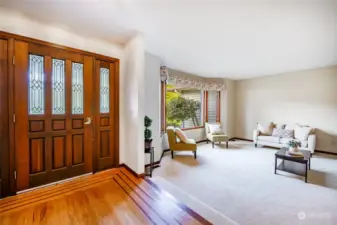 Spacious entry and step-down living room