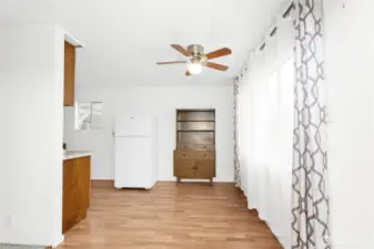 Eating area has nice laminate flooring running through to the kitchen, utility and bathroom.
