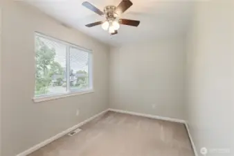 Bedroom, notice the ceiling fan!