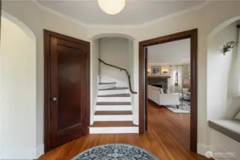 Entry way leads to restored staircase