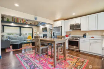 Lots of cabinets, Stainless Appliances, & Gas Range.