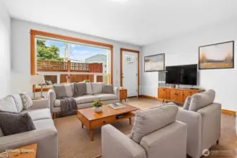 ADU living room virtually staged.