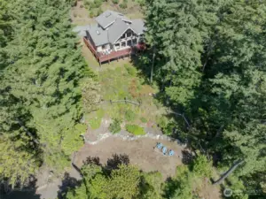 Aerial view of the house and garden