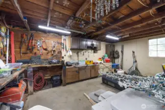 The workshop is just a short walk from the house and has a great work bench.