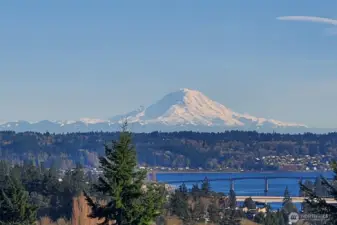 On a clear day you can see beautiful views of Mt. Rainier and the bridges.
