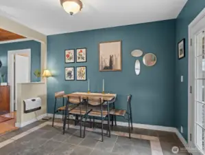 The space allows for flexibility whether you want to push the table up against the wall or center it in the room.