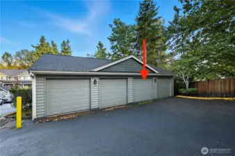 Your outside parking space is #8 the 1st in the complex and your private garage is 2nd from the right
