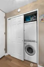 One of the few ensuite washer/dryer installations in the building