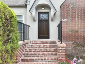 Inviting front door and new hand rails.