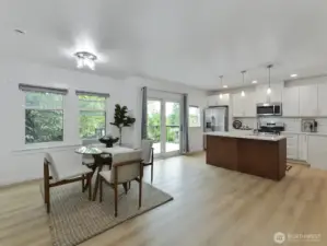 Dining and kitchen view.