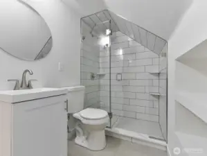 Upstairs bathroom totally remodeled.