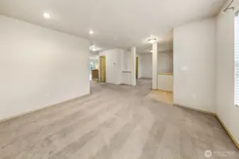 Another view of the formal living room, looking into the dining room