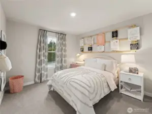 Spacious spare bedroom with walk-in closet. Photo is representational. Actual home is under construction and finishes and colors will vary. See site agent for details.