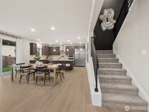 Metal open railing.  Photo is representational. Actual home is under construction and finishes and colors will vary. See site agent for details.