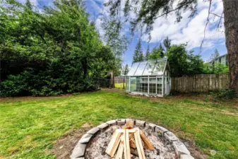 Firepit and Greenhouse