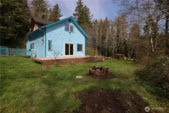 Fire pit in back yard