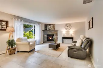 Spacious family room completes the great room area.  Wired for Surround Sound 7.1