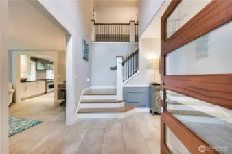 Living and Kitchen to the left. Main floor all tile flooring.
