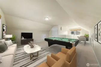 Bonus room on 3rd floor looking back to the landing area. Full bath to the left of the window. (virtually staged)