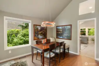 Another view of the dining space, note the dramatic details wherever you look.