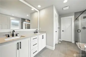 Primary Bathroom  photo of  completed home on another lot.