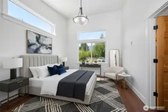 Primary bedroom virtually staged.