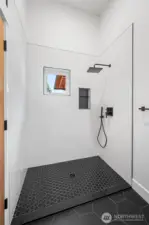 Custom shower in the primary bathroom