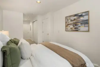 Convenient access door from the primary bedroom to bathroom.