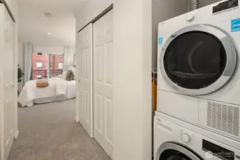 Stackable washer and dryer in unit, what a bonus!