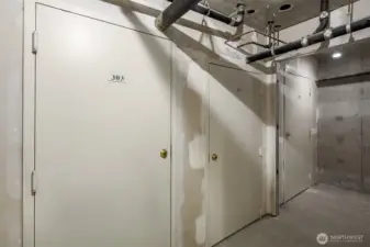 Private storage room located in the common garage for those larger or seasonal items.