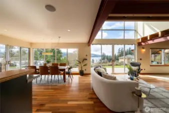 It surely has an open-concept design, but the defined spaces provide a sense of texture and intimacy.