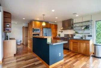 Countertops in this chef's kitchen are a combination of bamboo and concrete.