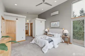 Walk-in closets can be seen toward the back of this photo.