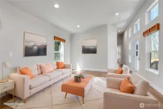 The open floor plan affords a large family room.