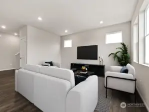 Kitchen Island and Living Room. Photos are for representational purposes only, colors, elevation and features may vary.