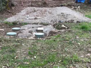 Septic system being installed.