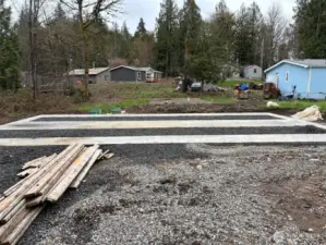 Poured concrete foundation.